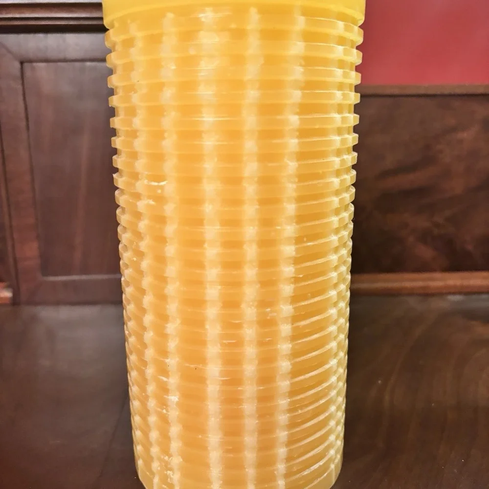 Pier 1 Imports Yellow Ribbed Pillar Candle Large 8